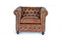 Giner y Colomer Sillón Chester en Piel Marrón con Metal, 70x96x82 cm